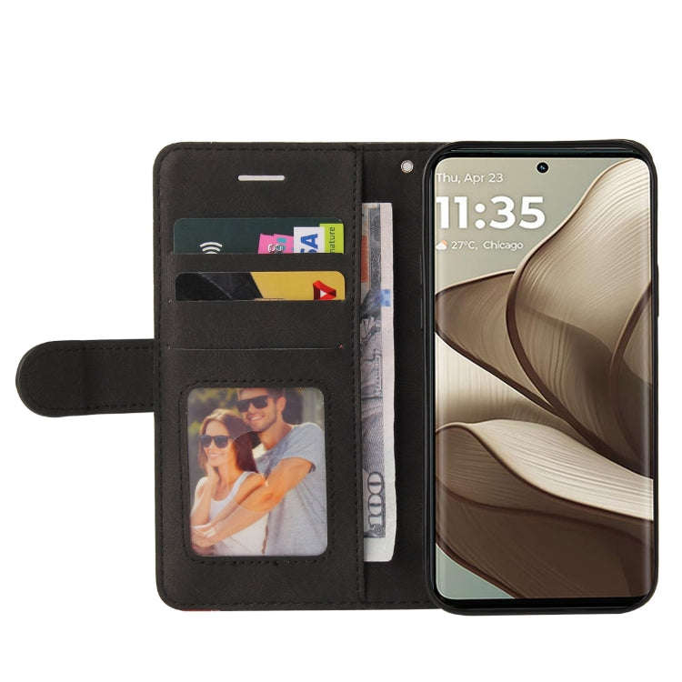 For Motorola Edge 50 5G Dual-color Splicing Flip Leather Phone Case(Black)