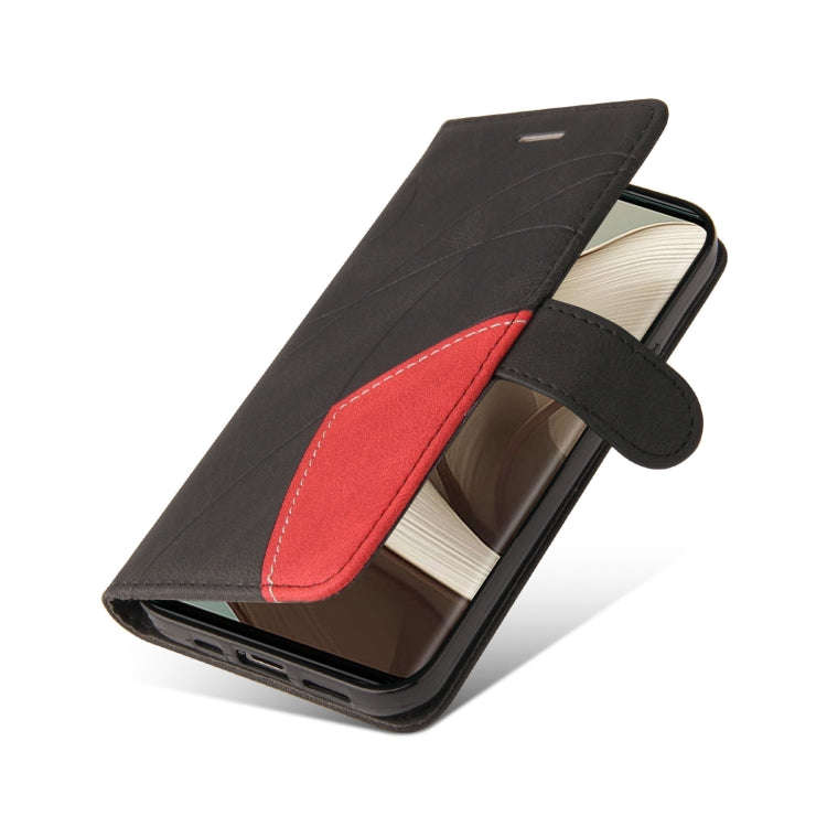 For Motorola Edge 50 5G Dual-color Splicing Flip Leather Phone Case(Black)