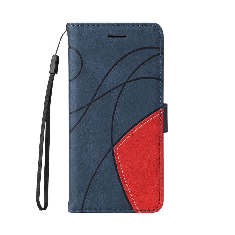 For Motorola Edge 50 5G Dual-color Splicing Flip Leather Phone Case(Blue)