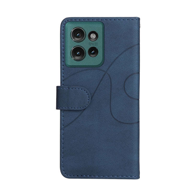 For Motorola Edge 50 5G Dual-color Splicing Flip Leather Phone Case(Blue)