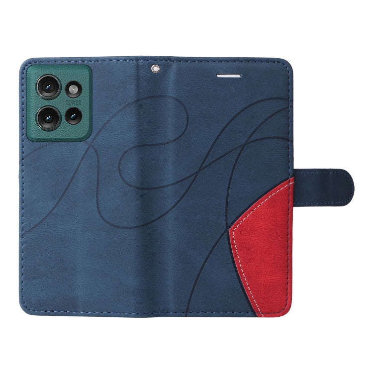 For Motorola Edge 50 5G Dual-color Splicing Flip Leather Phone Case(Blue)