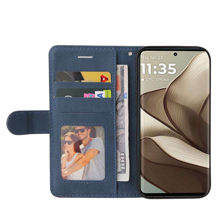 For Motorola Edge 50 5G Dual-color Splicing Flip Leather Phone Case(Blue)