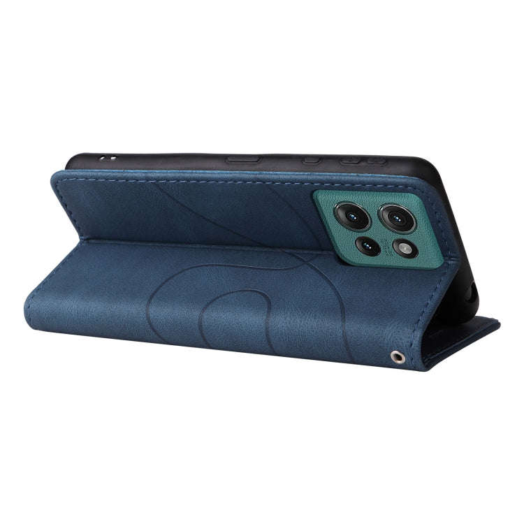 For Motorola Edge 50 5G Dual-color Splicing Flip Leather Phone Case(Blue)
