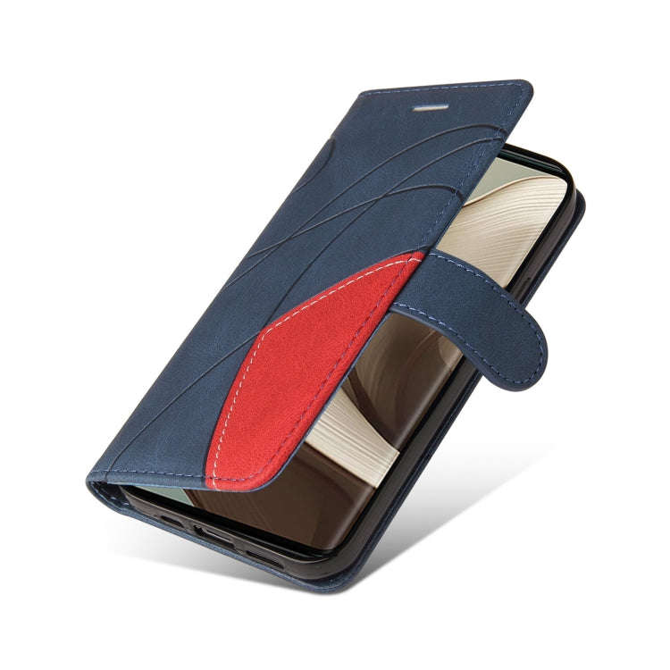 For Motorola Edge 50 5G Dual-color Splicing Flip Leather Phone Case(Blue)