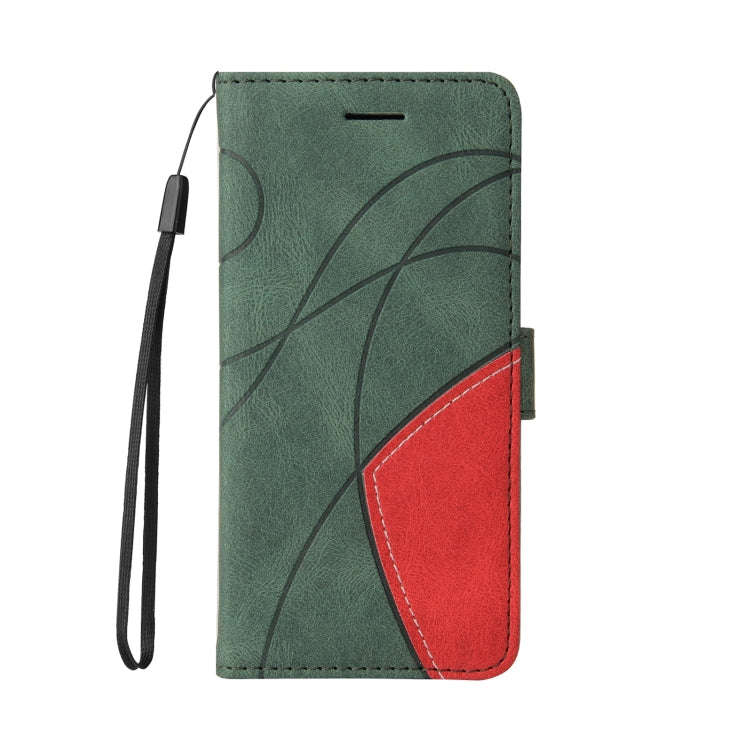 For Motorola Edge 50 5G Dual-color Splicing Flip Leather Phone Case(Green)