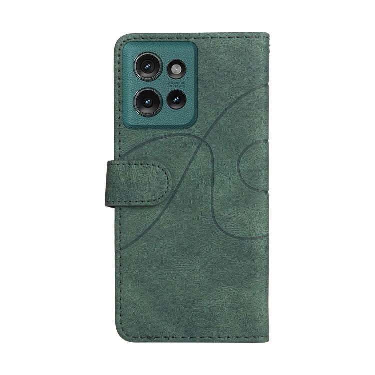 For Motorola Edge 50 5G Dual-color Splicing Flip Leather Phone Case(Green)