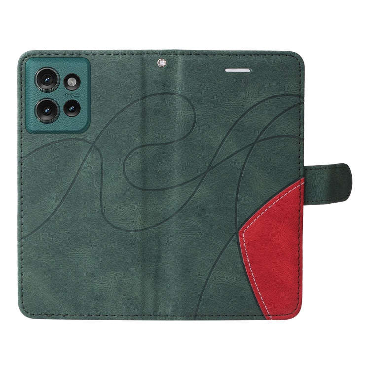 For Motorola Edge 50 5G Dual-color Splicing Flip Leather Phone Case(Green)