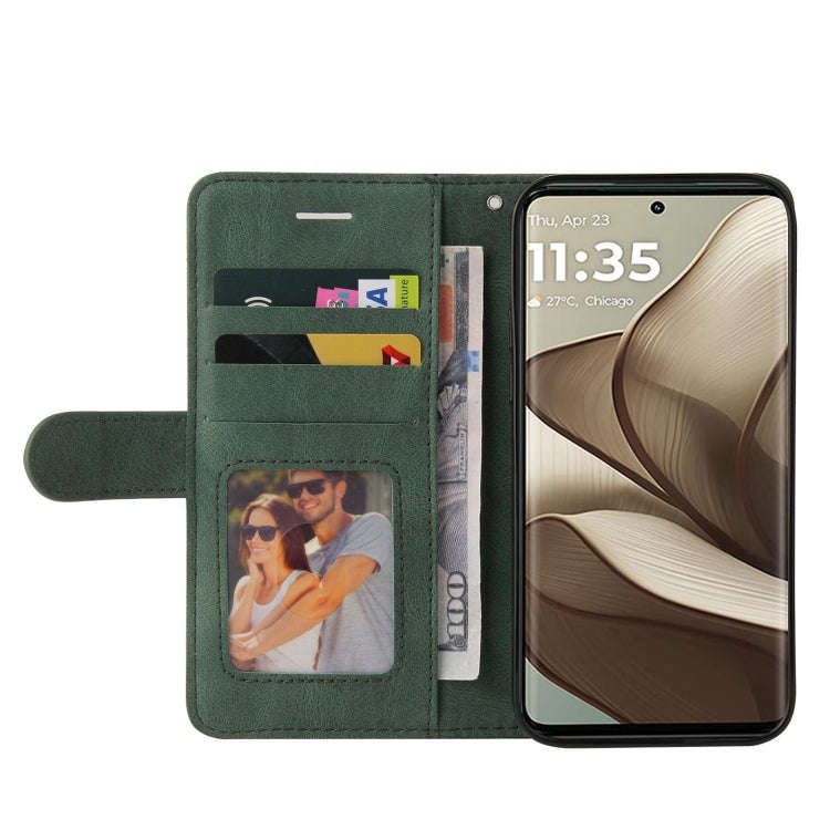 For Motorola Edge 50 5G Dual-color Splicing Flip Leather Phone Case(Green)