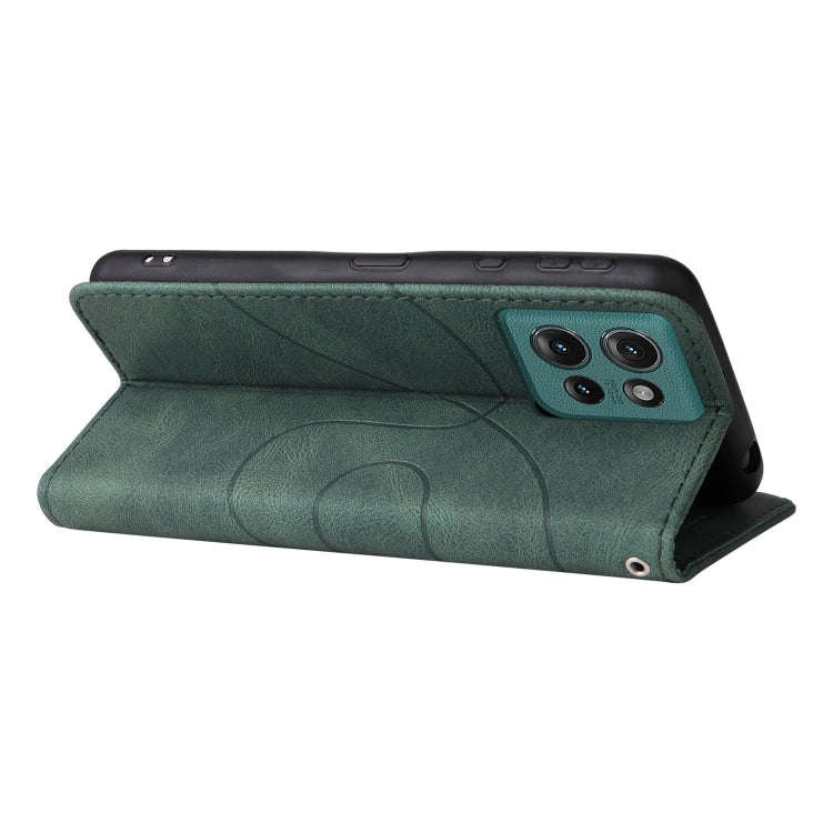 For Motorola Edge 50 5G Dual-color Splicing Flip Leather Phone Case(Green)