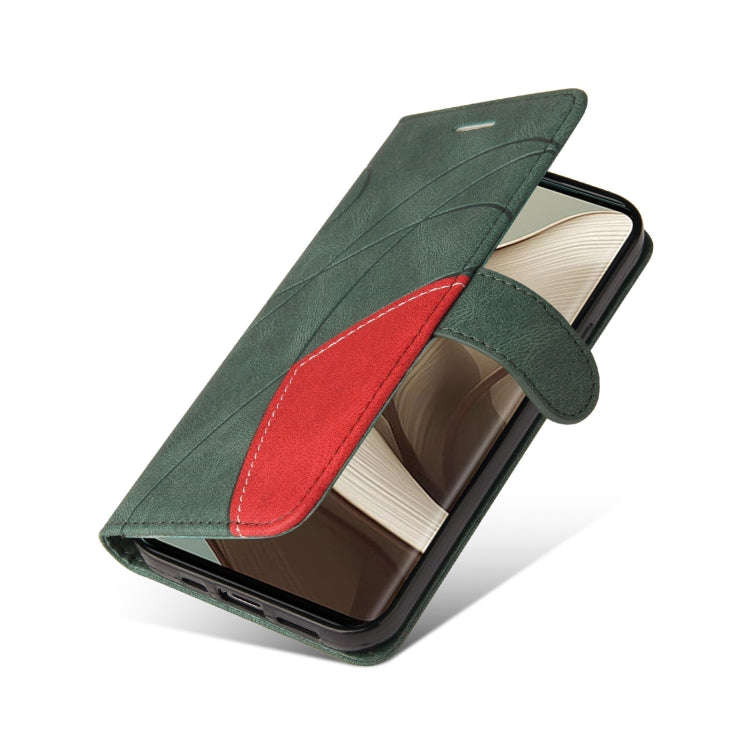 For Motorola Edge 50 5G Dual-color Splicing Flip Leather Phone Case(Green)