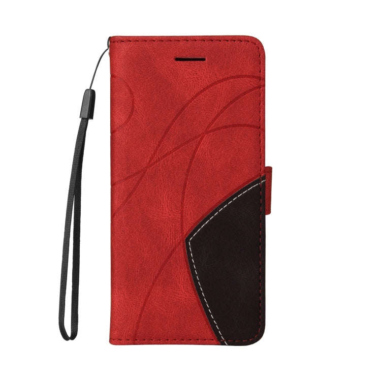 For Motorola Edge 50 5G Dual-color Splicing Flip Leather Phone Case(Red)