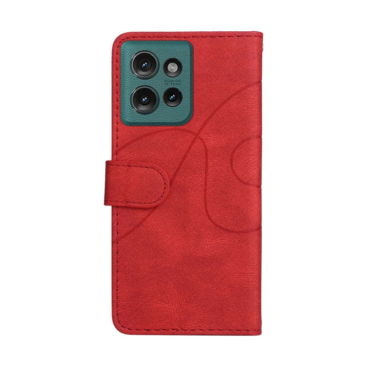 For Motorola Edge 50 5G Dual-color Splicing Flip Leather Phone Case(Red)