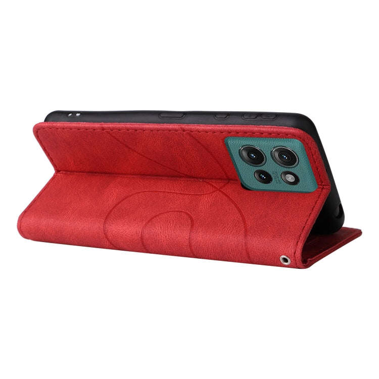 For Motorola Edge 50 5G Dual-color Splicing Flip Leather Phone Case(Red)