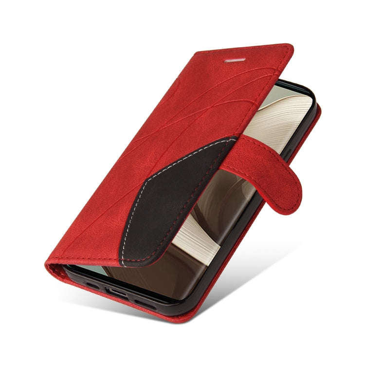 For Motorola Edge 50 5G Dual-color Splicing Flip Leather Phone Case(Red)