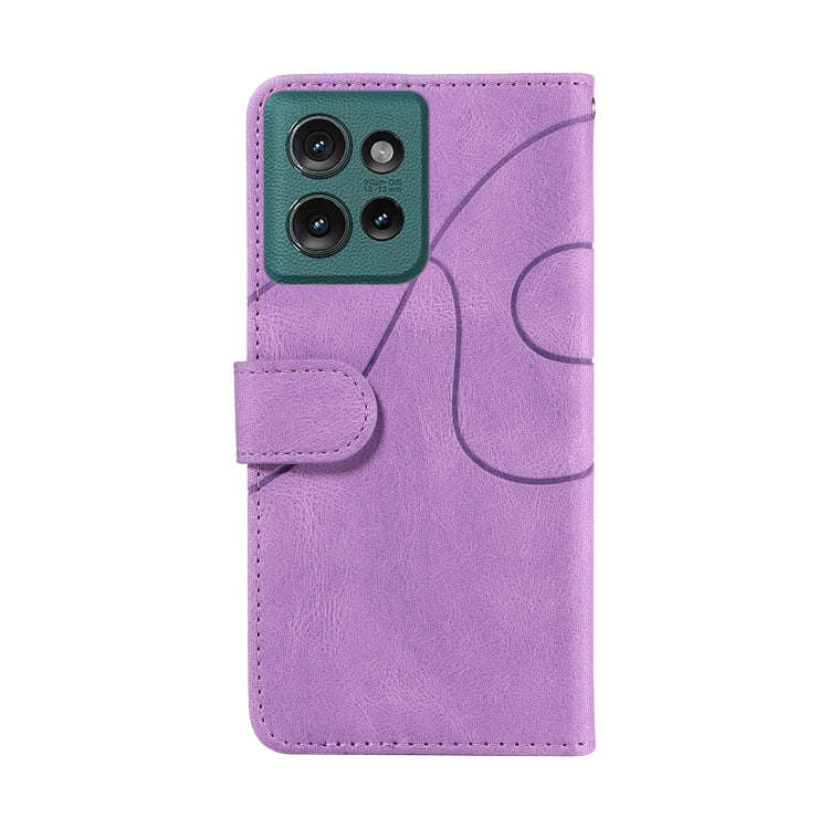 For Motorola Edge 50 5G Dual-color Splicing Flip Leather Phone Case(Purple)