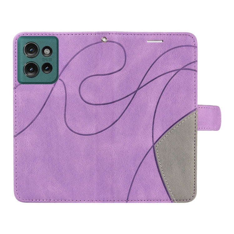 For Motorola Edge 50 5G Dual-color Splicing Flip Leather Phone Case(Purple)