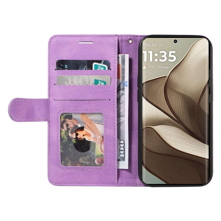 For Motorola Edge 50 5G Dual-color Splicing Flip Leather Phone Case(Purple)