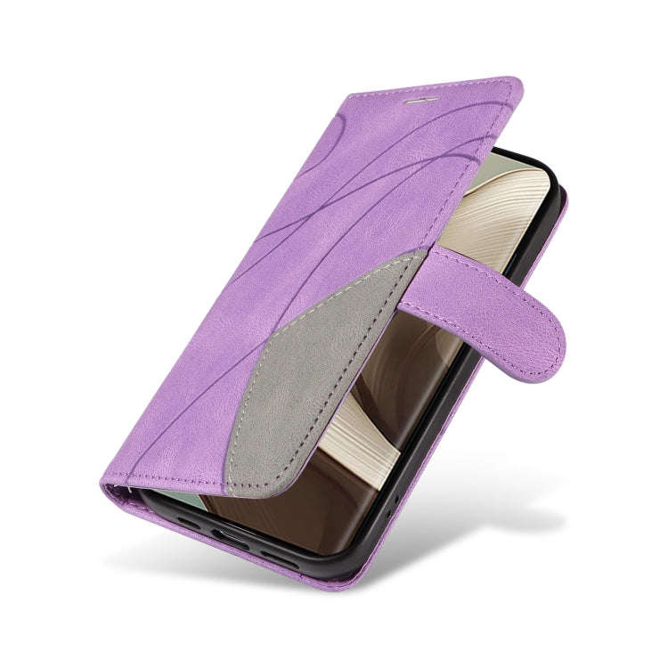 For Motorola Edge 50 5G Dual-color Splicing Flip Leather Phone Case(Purple)
