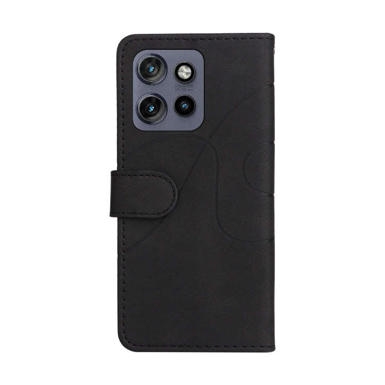 For Motorola Edge 50 Neo Dual-color Splicing Flip Leather Phone Case(Black)