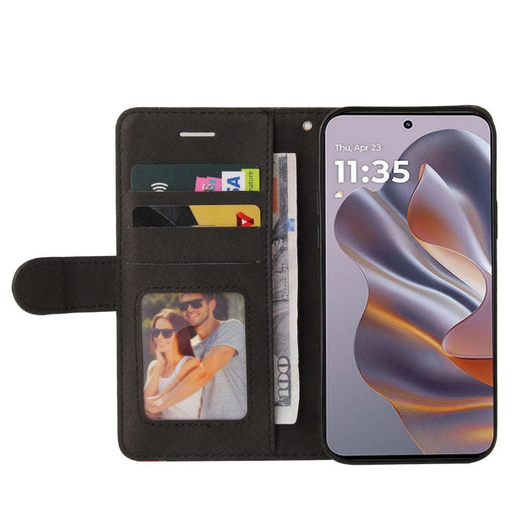 For Motorola Edge 50 Neo Dual-color Splicing Flip Leather Phone Case(Black)
