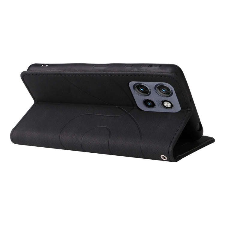 For Motorola Edge 50 Neo Dual-color Splicing Flip Leather Phone Case(Black)
