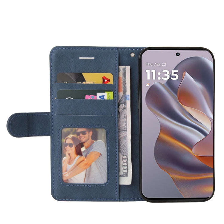 For Motorola Edge 50 Neo Dual-color Splicing Flip Leather Phone Case(Blue)