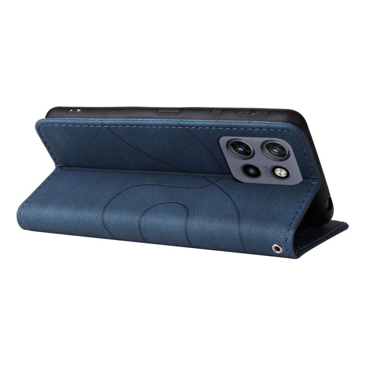 For Motorola Edge 50 Neo Dual-color Splicing Flip Leather Phone Case(Blue)