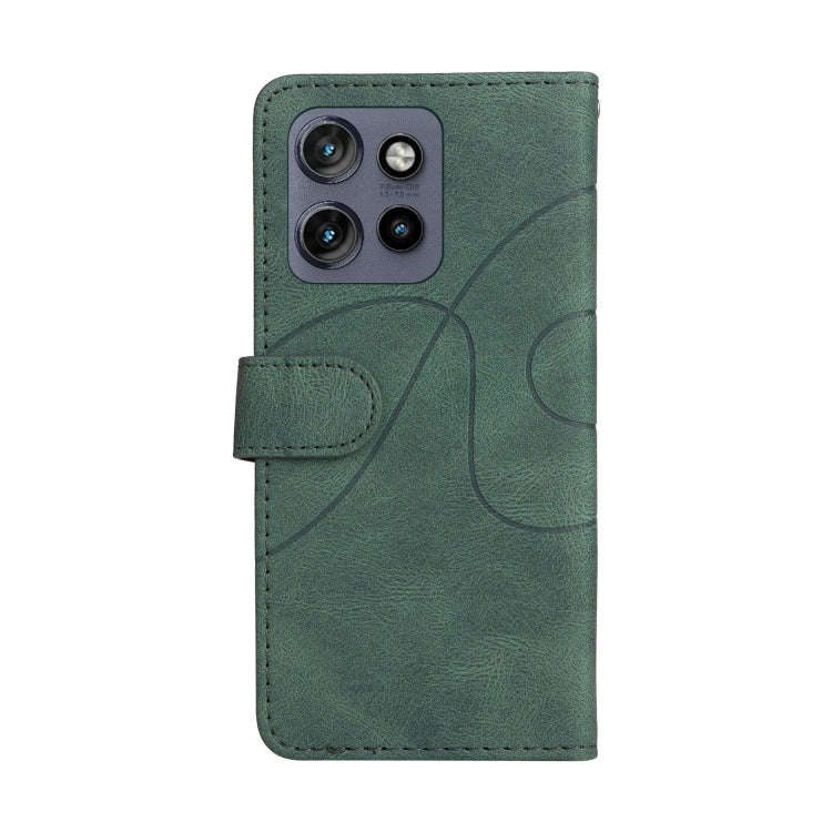 For Motorola Edge 50 Neo Dual-color Splicing Flip Leather Phone Case(Green)