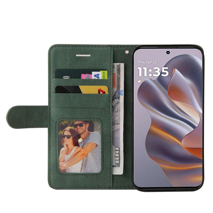 For Motorola Edge 50 Neo Dual-color Splicing Flip Leather Phone Case(Green)