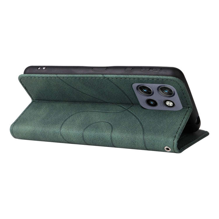 For Motorola Edge 50 Neo Dual-color Splicing Flip Leather Phone Case(Green)