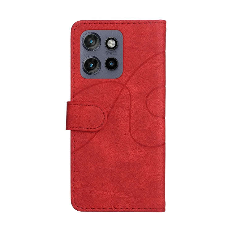 For Motorola Edge 50 Neo Dual-color Splicing Flip Leather Phone Case(Red)