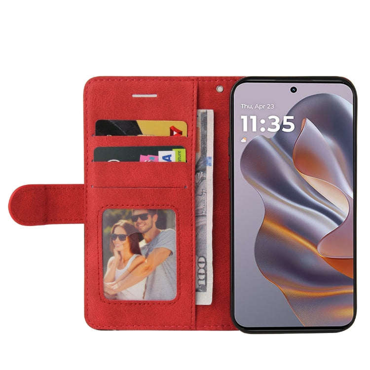 For Motorola Edge 50 Neo Dual-color Splicing Flip Leather Phone Case(Red)
