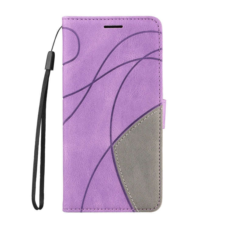 For Motorola Edge 50 Neo Dual-color Splicing Flip Leather Phone Case(Purple)