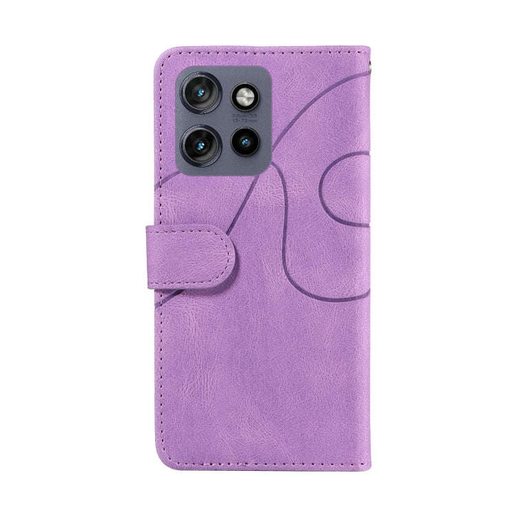 For Motorola Edge 50 Neo Dual-color Splicing Flip Leather Phone Case(Purple)