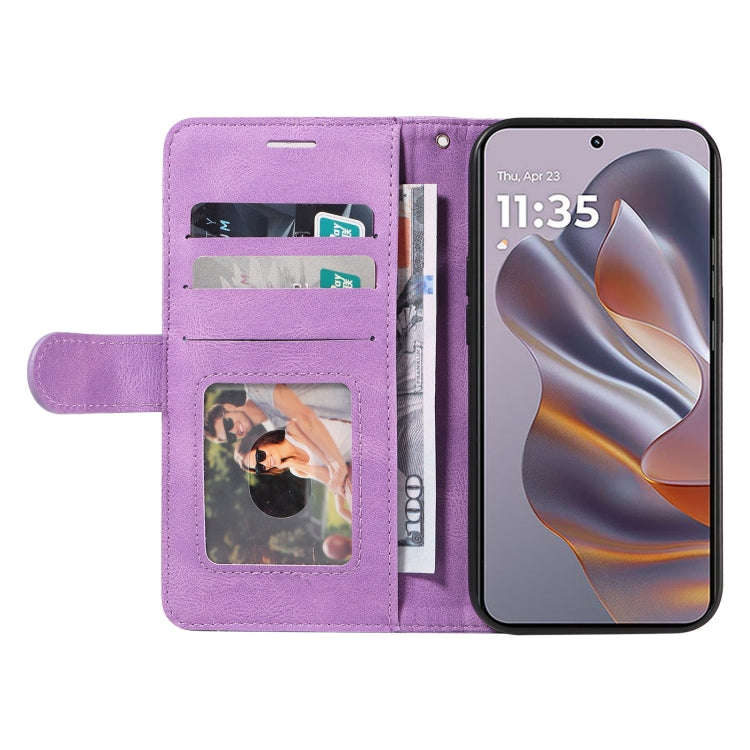 For Motorola Edge 50 Neo Dual-color Splicing Flip Leather Phone Case(Purple)