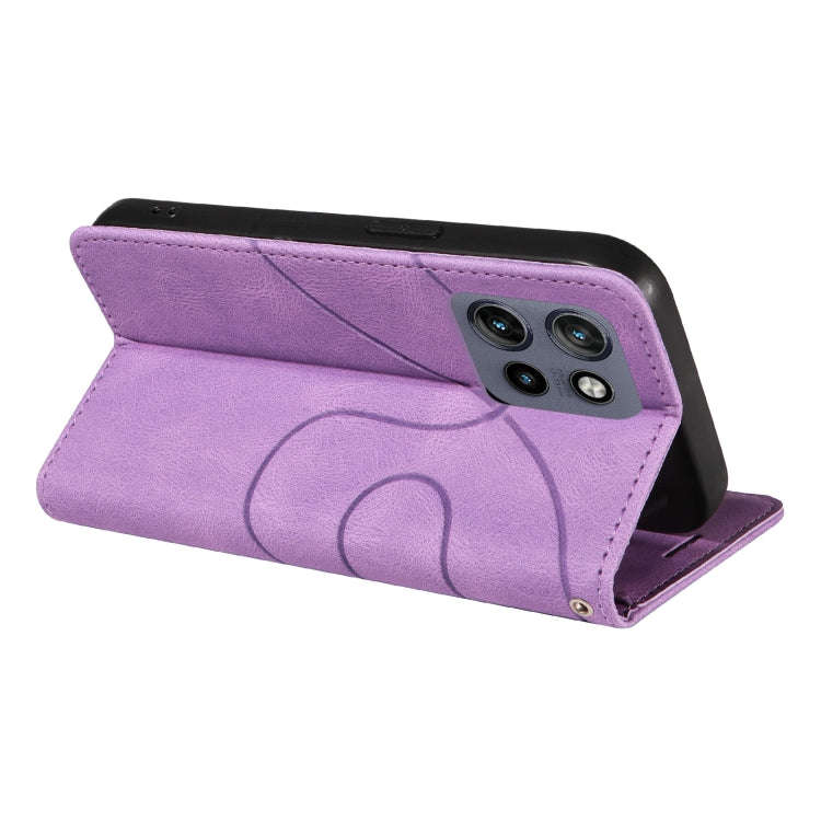 For Motorola Edge 50 Neo Dual-color Splicing Flip Leather Phone Case(Purple)