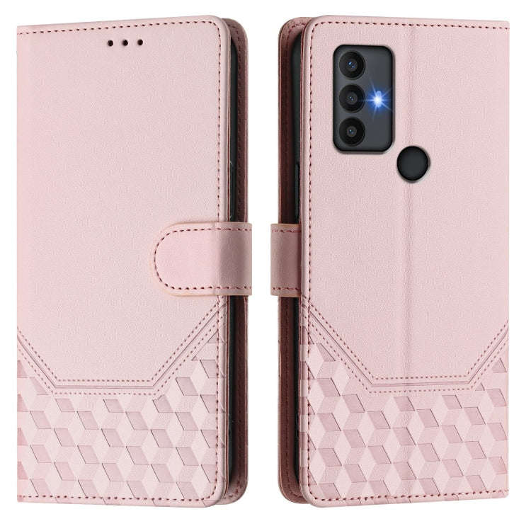 For TCL 30 SE Honeycomb Embossing RFID Leather Phone Case(Pink)
