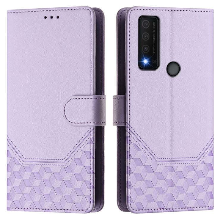 For TCL 30 XE 5G Honeycomb Embossing RFID Leather Phone Case(Light Purple)