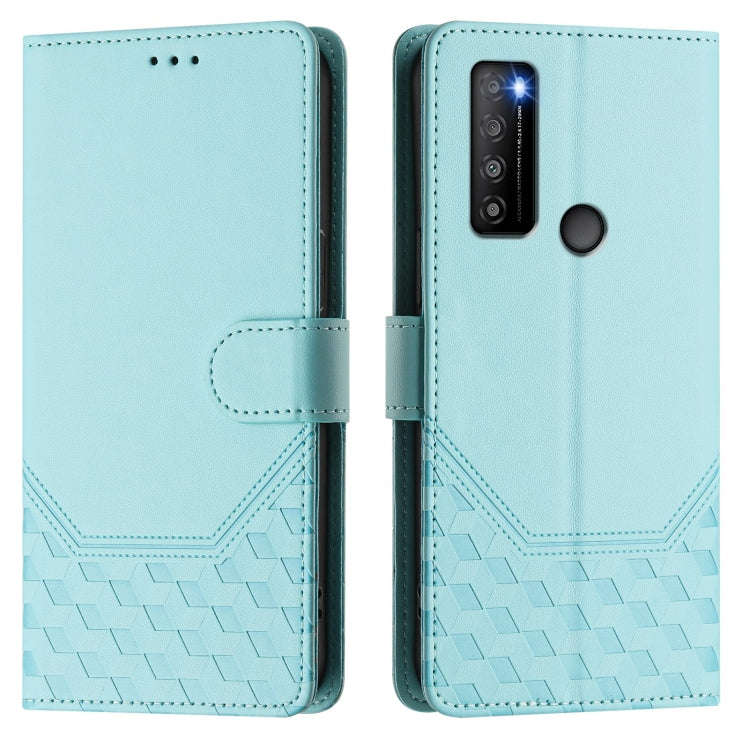 For TCL 30 XL Honeycomb Embossing RFID Leather Phone Case(Mint Green)