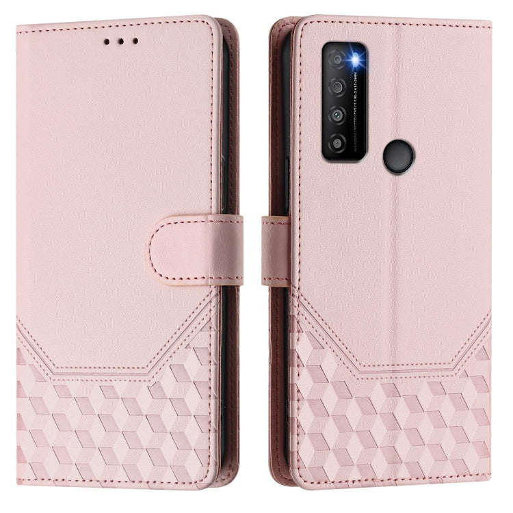 For TCL 30 XL Honeycomb Embossing RFID Leather Phone Case(Pink)