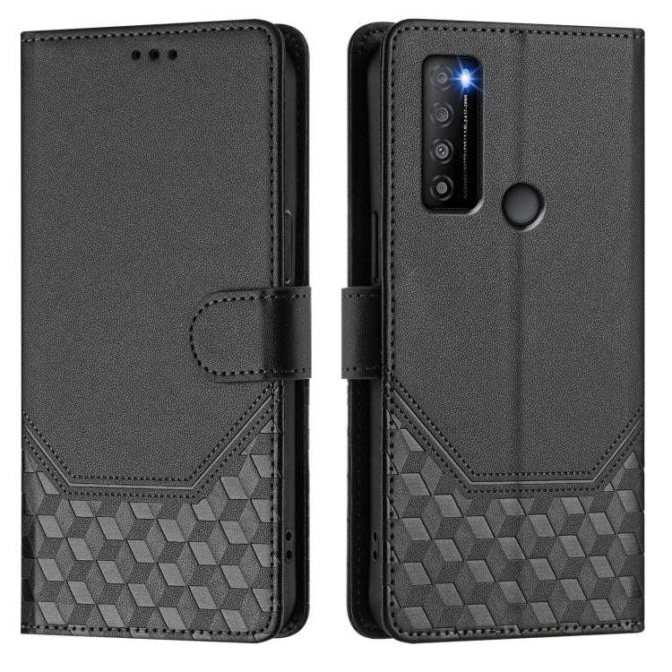 For TCL 30 XL Honeycomb Embossing RFID Leather Phone Case(Black)