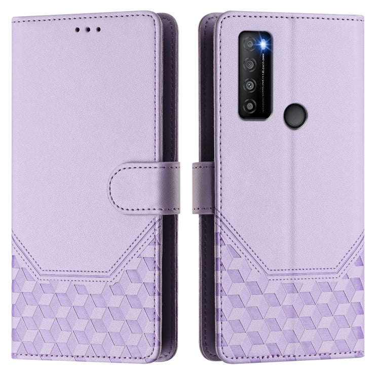 For TCL 30 XL Honeycomb Embossing RFID Leather Phone Case(Light Purple)