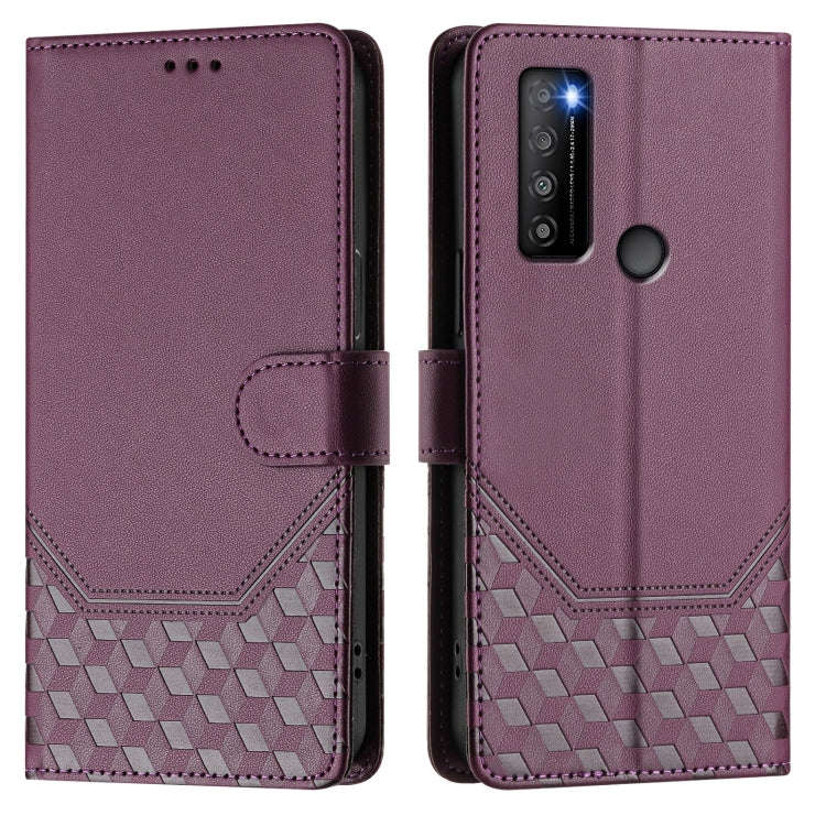 For TCL 30 XL Honeycomb Embossing RFID Leather Phone Case(Violet)