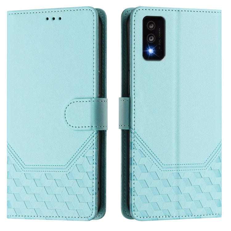For TCL 30T Honeycomb Embossing RFID Leather Phone Case(Mint Green)