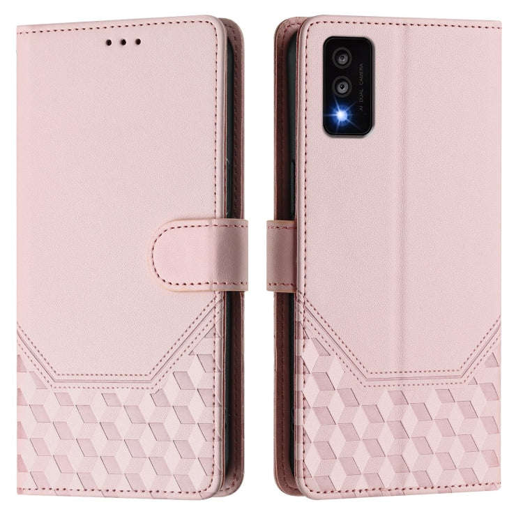 For TCL 30T Honeycomb Embossing RFID Leather Phone Case(Pink)