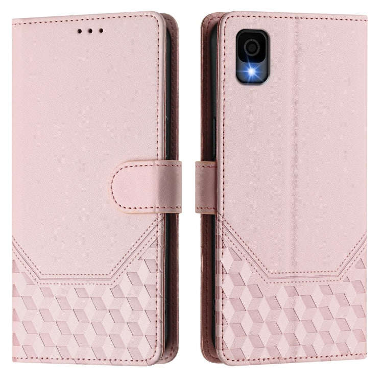 For TCL 30Z Honeycomb Embossing RFID Leather Phone Case(Pink)