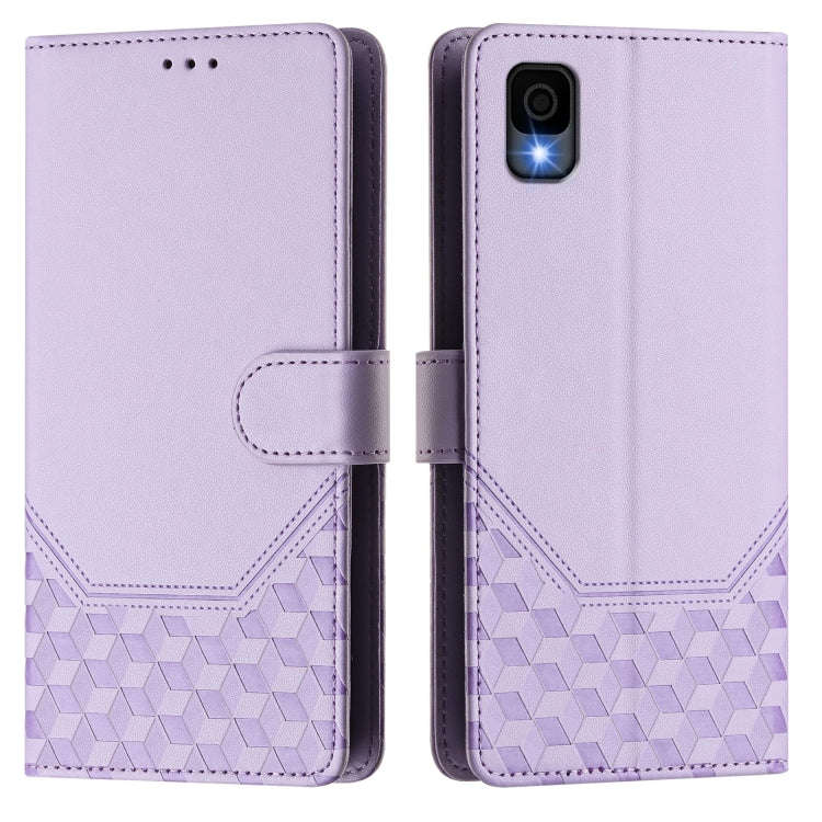 For TCL 30Z Honeycomb Embossing RFID Leather Phone Case(Light Purple)