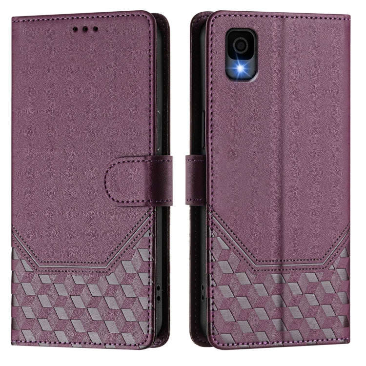 For TCL 30Z Honeycomb Embossing RFID Leather Phone Case(Violet)