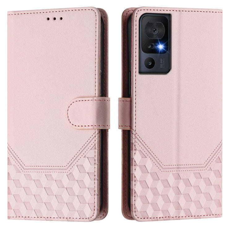 For TCL 40 SE Honeycomb Embossing RFID Leather Phone Case(Pink)