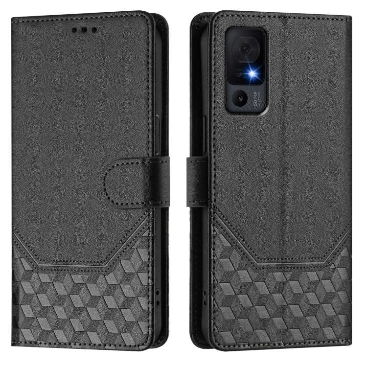 For TCL 40 XL Honeycomb Embossing RFID Leather Phone Case(Black)